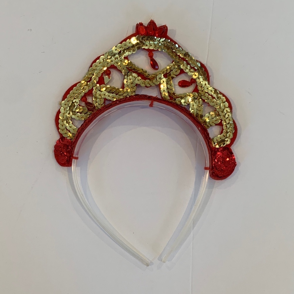 Red and Gold Sequin Girl’s Child’s Tiara Costume Headband